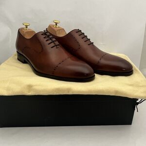 Ace Marks Nico Brogued Wholecut Cognac Antique 10.5D Made In Italy